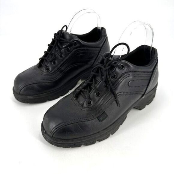 Thorogood Shoes - Thorogood Womens Leather Double Track Oxford Softstreet Work Shoes Black Size 8W